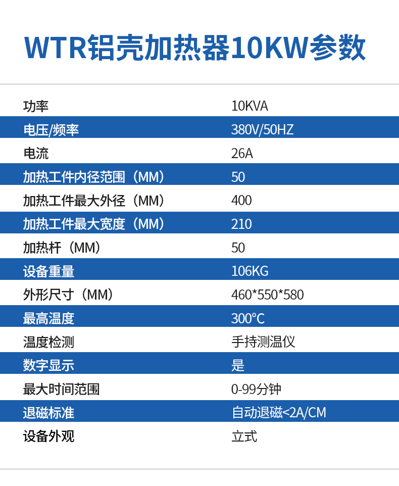 電機鋁殼感應加熱器參數